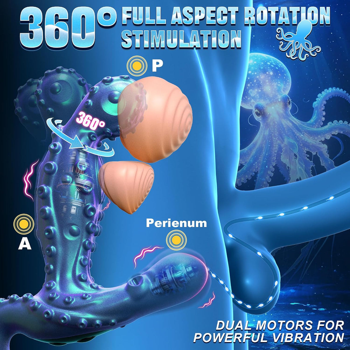 Hotjiji 360 degree rotating vibrator with dual motors for enhanced intimate stimulation