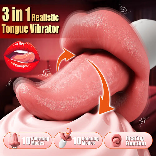 Hotjiji 3 in 1 male masturbator with realistic tongue stimulation and multiple modes