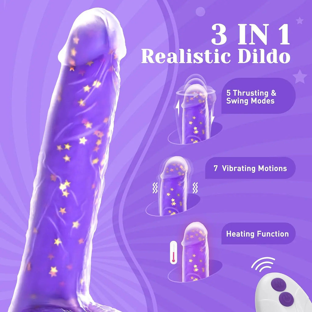 Hotjiji 3 in 1 realistic dildo with vibration heating and multiple stimulation modes