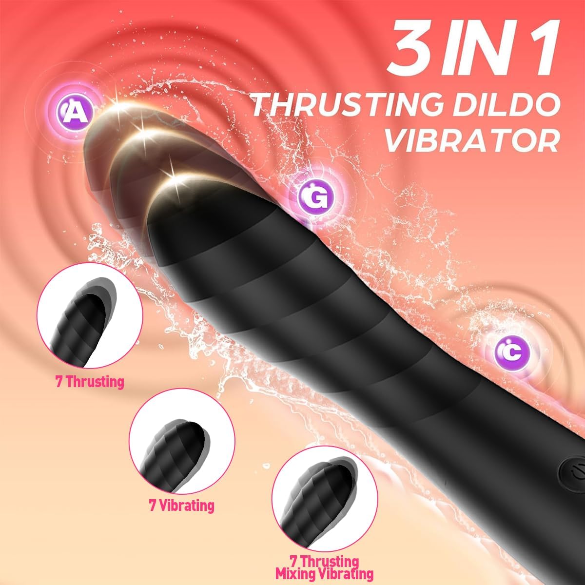 Hotjiji 3 in 1 vibrator with thrusting function and multiple stimulation options for enhanced pleasure