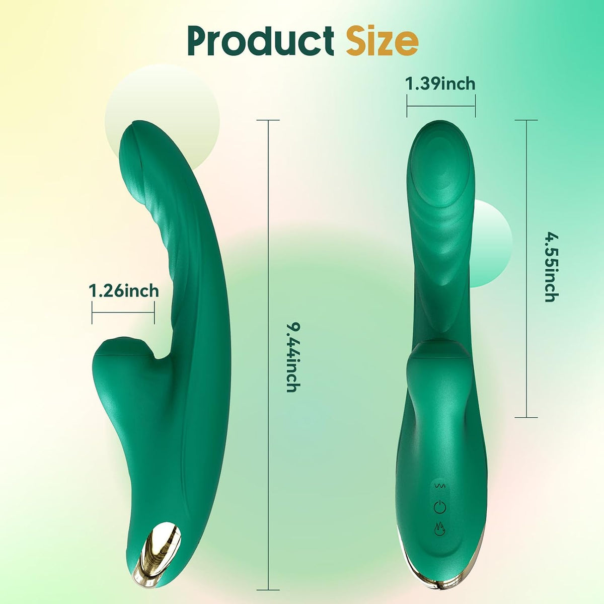 Hotjiji G spot vibrator size guide with flexible curved design and comfortable ergonomic shape
