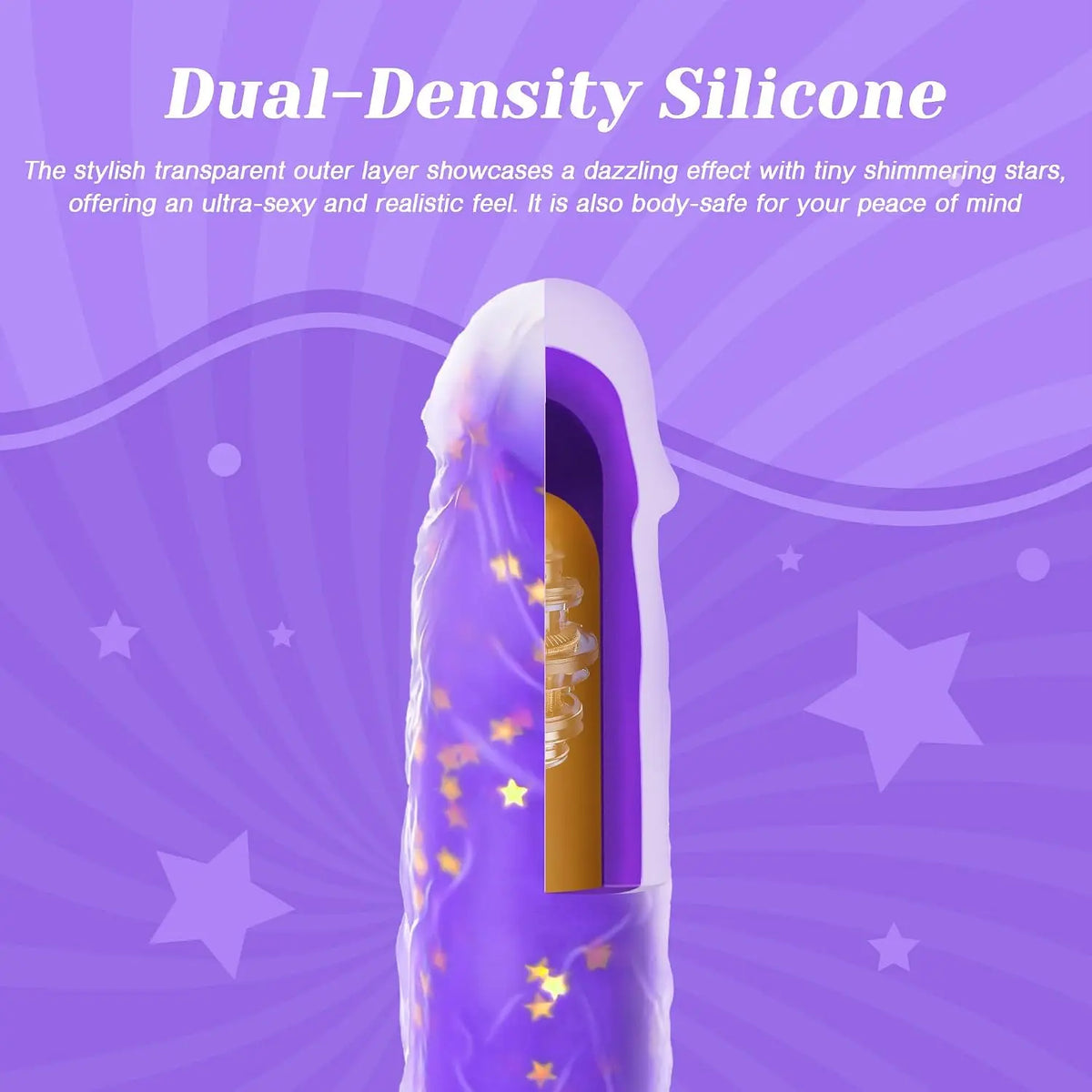 Hotjiji dual density silicone dildo vibrator with realistic texture design
