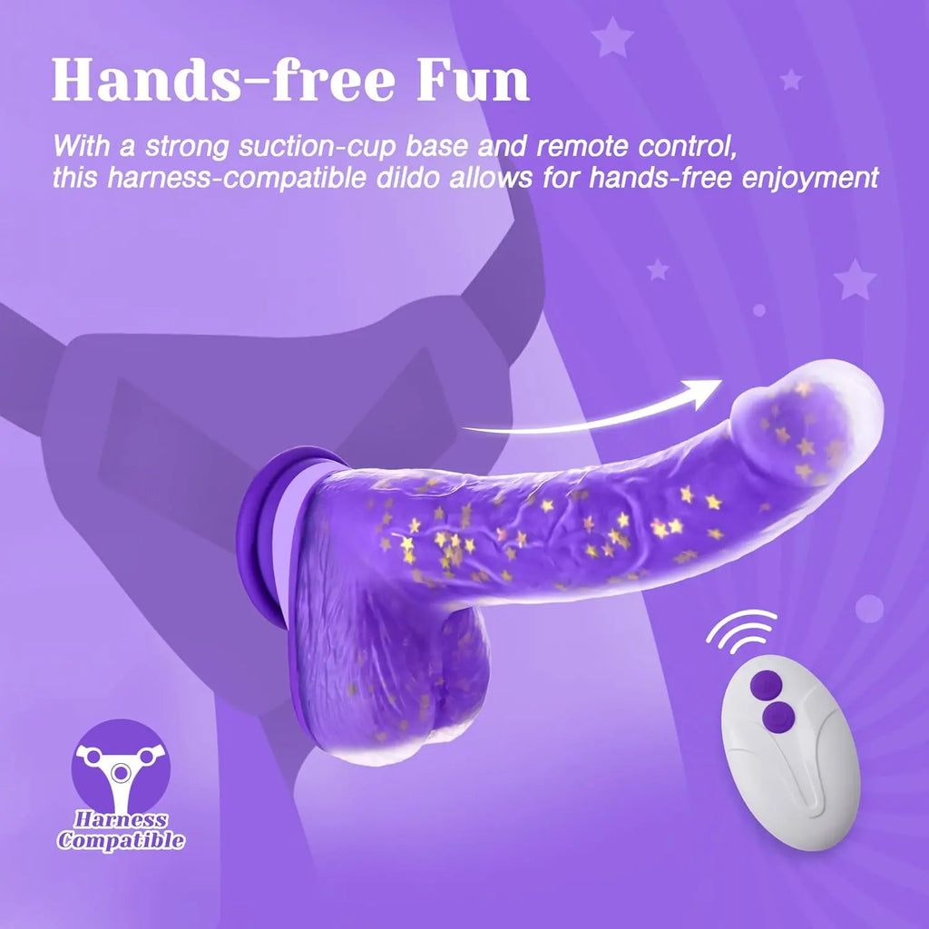 Hotjiji hands free suction cup dildo with remote control vibration