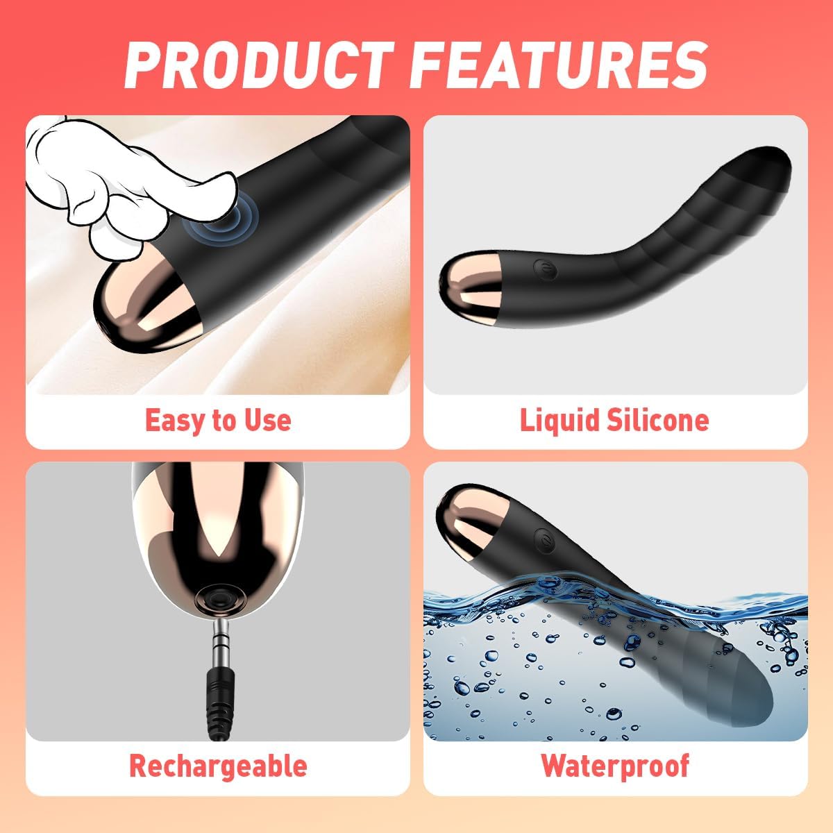 Hotjiji rechargeable waterproof vibrator with body safe silicone material and easy cleaning design