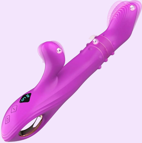 Hotjiji rotating rabbit vibrator with dual stimulation design and G spot stimulation for enhanced intimate pleasure