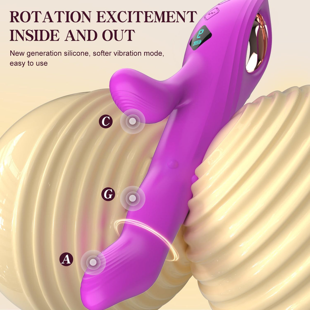 Hotjiji rotating rabbit vibrator with internal rotation function and curved G spot stimulator