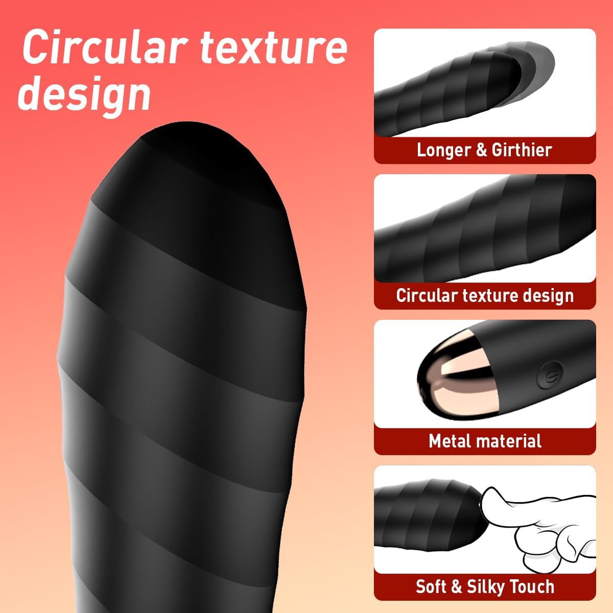 Hotjiji textured thrusting vibrator with realistic silicone texture and ergonomic design