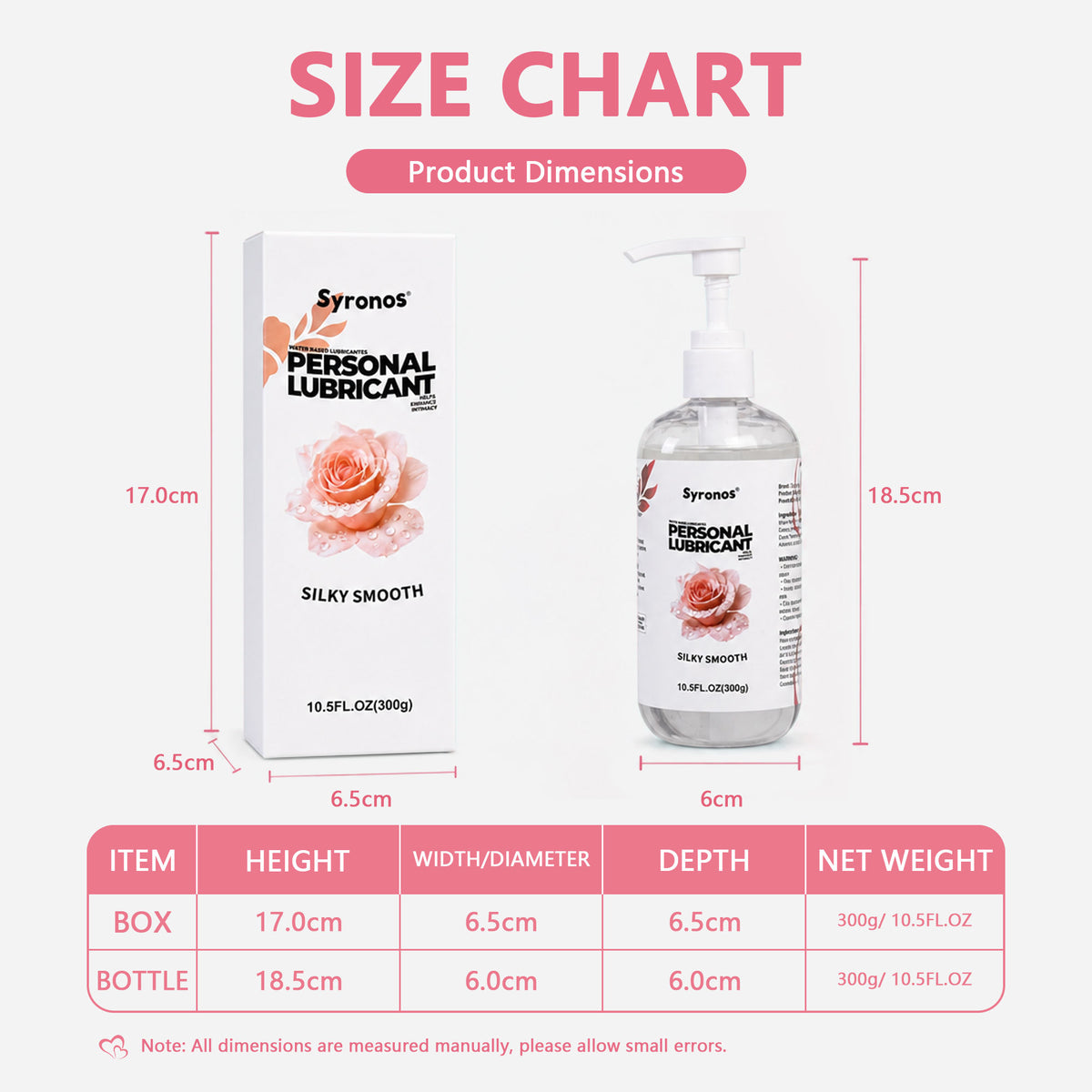 Hotjiji water based lube dimensions and product details for personal lubricant use