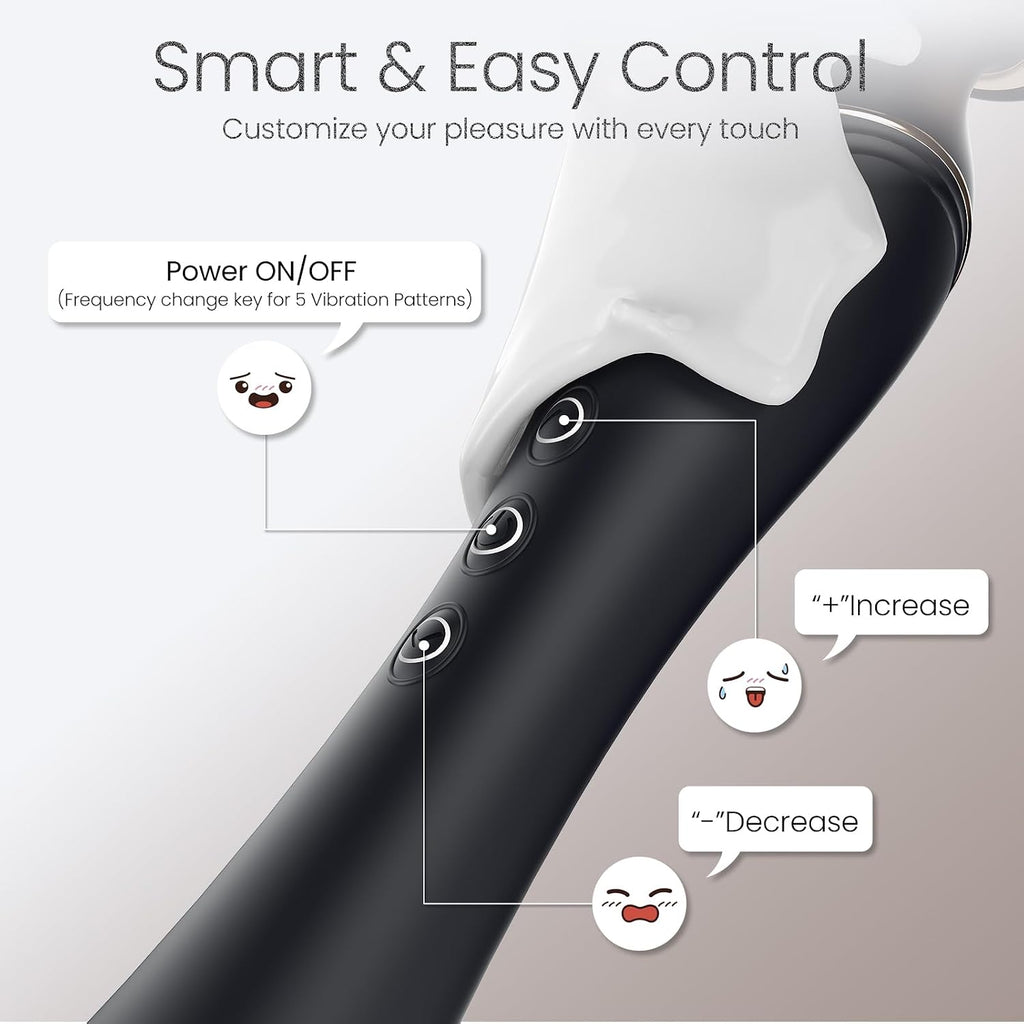 Smart control wand vibrator with adjustable intensity