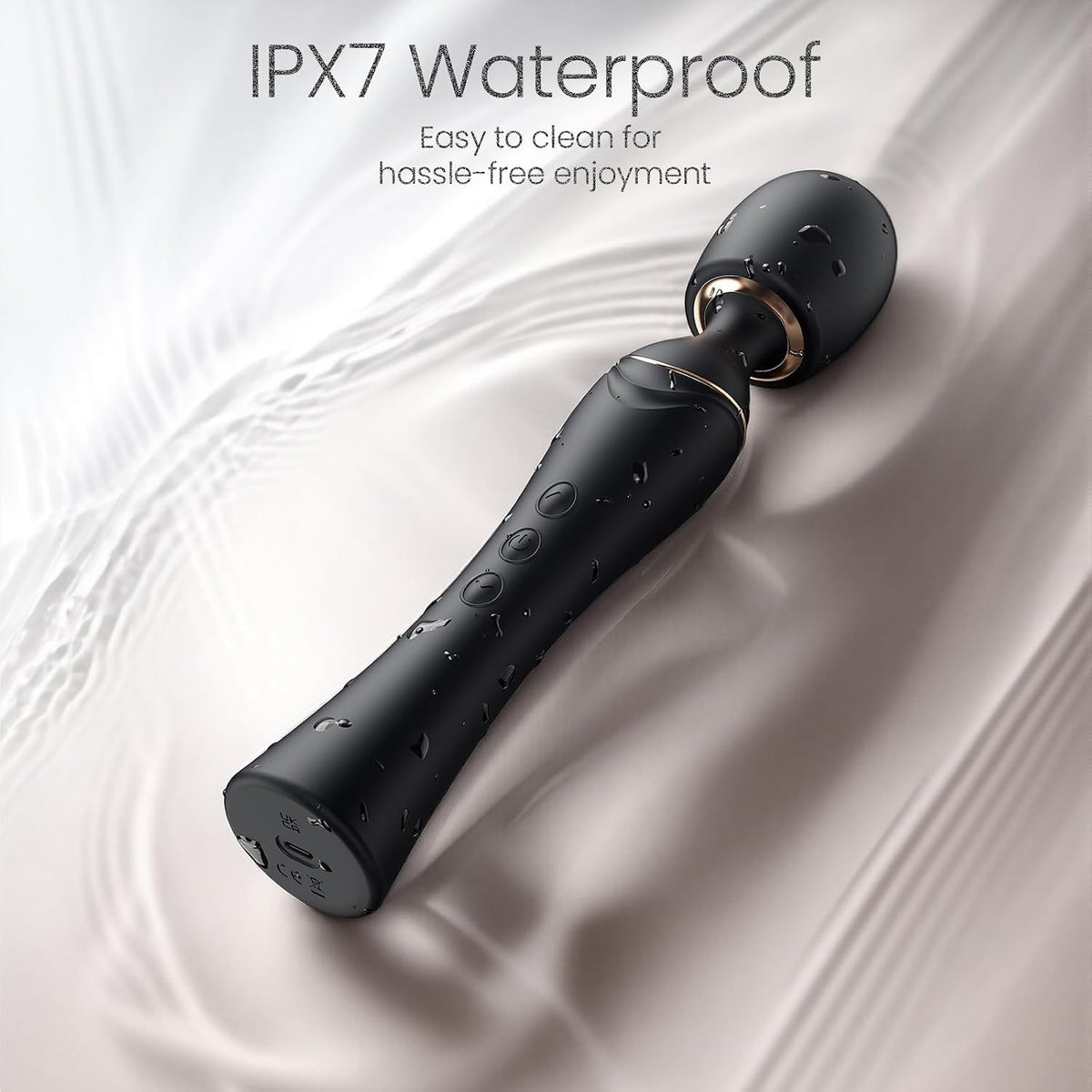Waterproof wand vibrator for easy cleaning