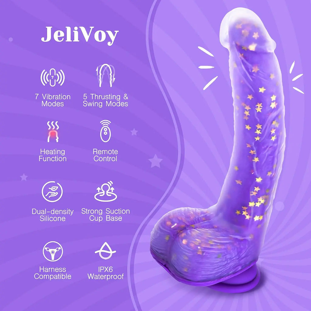 rechargeable realistic dildo vibrator with 7 vibration modes and thrusting function